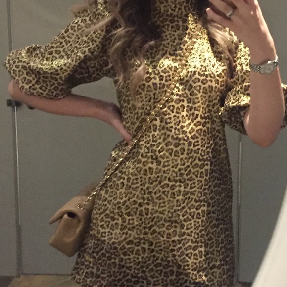 COPY - Zara leopard gold mini dress - Picture 1 of 4